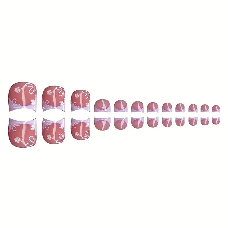 3D Floral Decorative Press-On Nails Set Bowlift