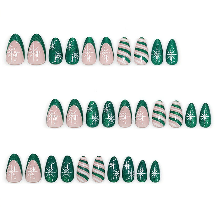 Artificial Nail Set with Elegant Christmas Design Bowlift