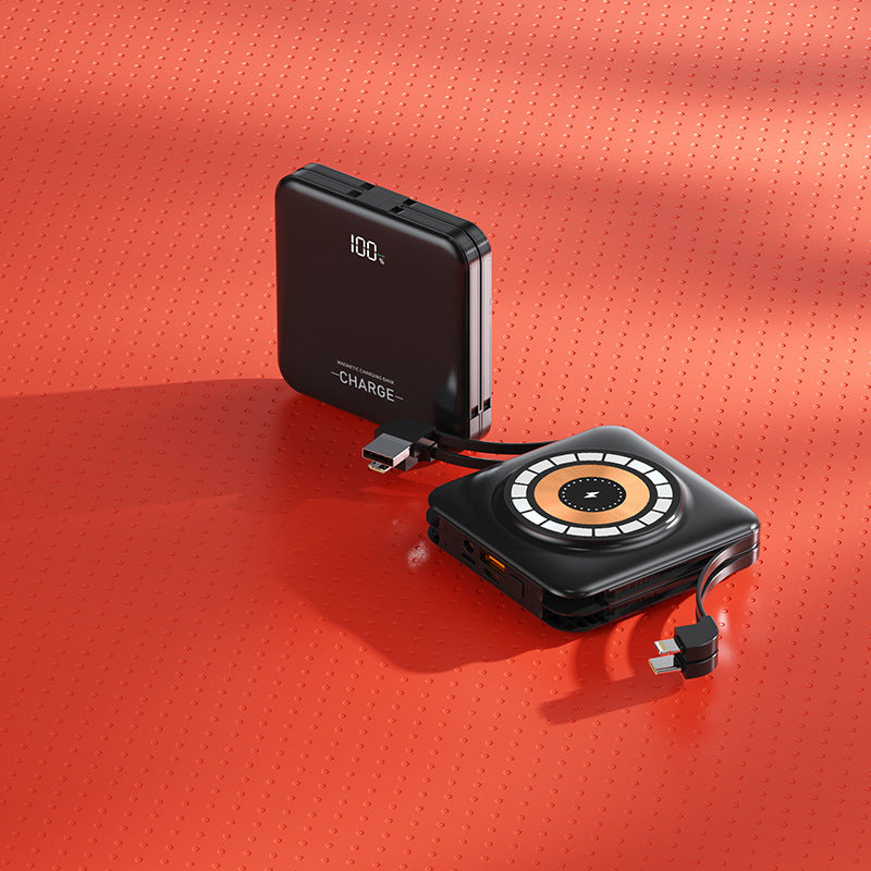 Compact power bank with integrated charging cables Bowlift