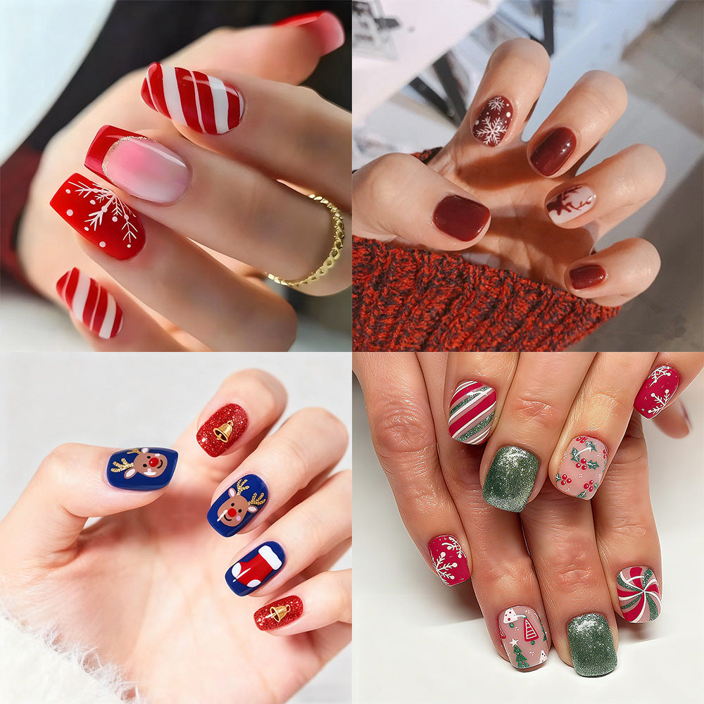 Artificial nail set with festive Christmas design Bowlift