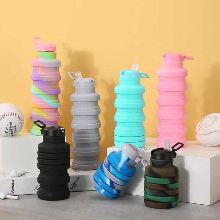 Women flexible silicone drinking bottle with integrated folding function Bowlift