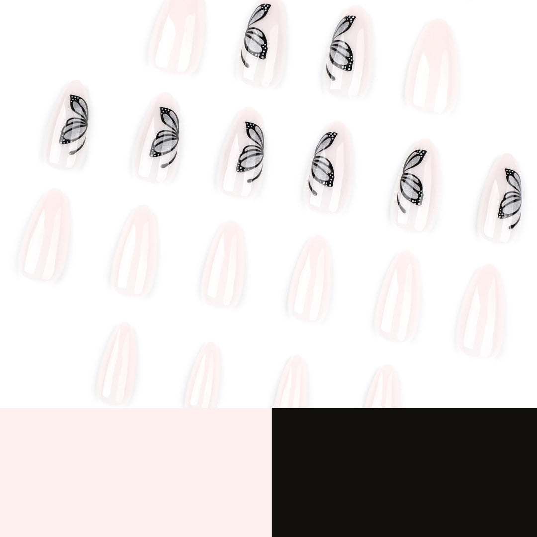 Artful nail extensions with delicate butterfly design Bowlift