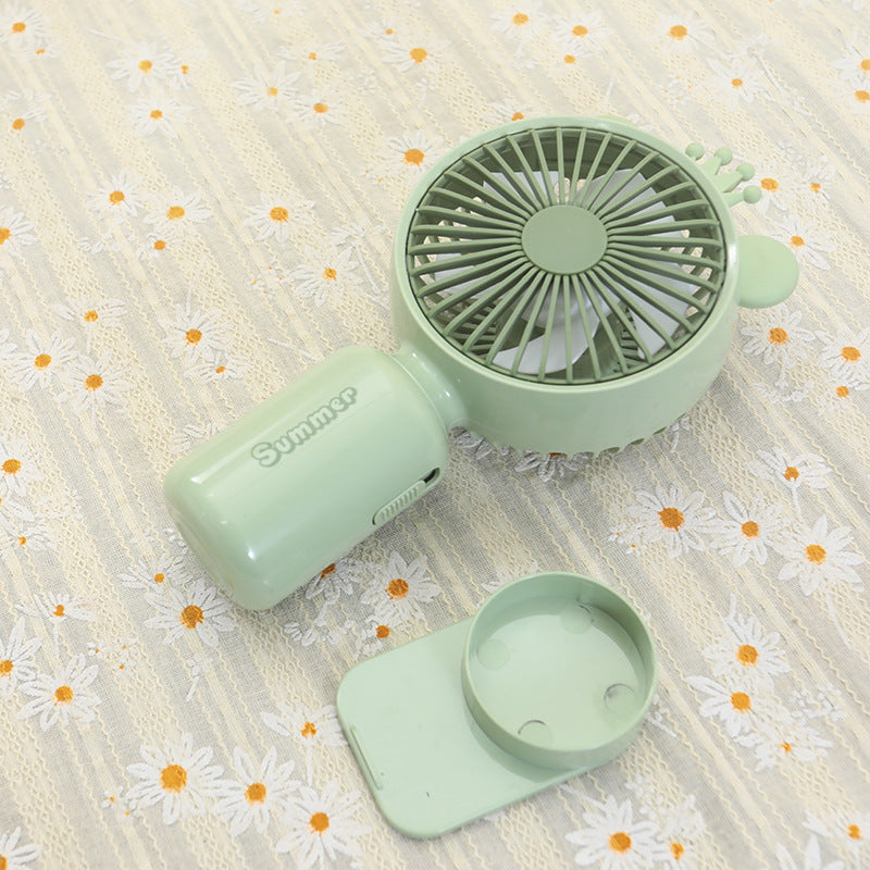 Ladies portable USB mini fan with LED night light folding stand and cute design Bowlift