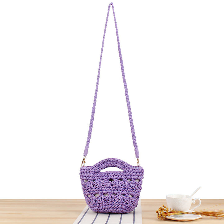 Playful macrame shoulder bag with braided handle Bowlift