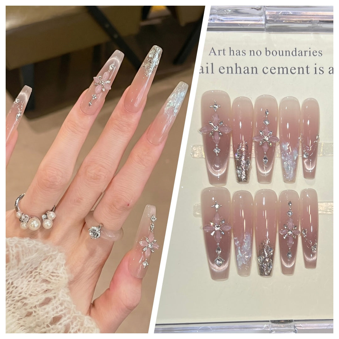 Artistic Stiletto Press-On Nail Set with Charming Patterns Bowlift