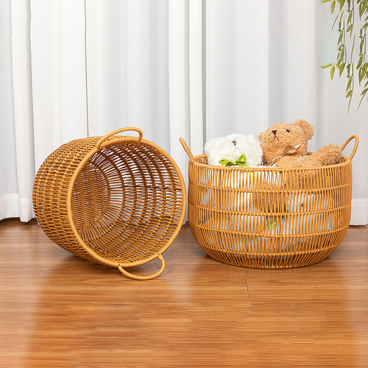 Women's Round Storage Basket with Practical Side Handles Bowlift