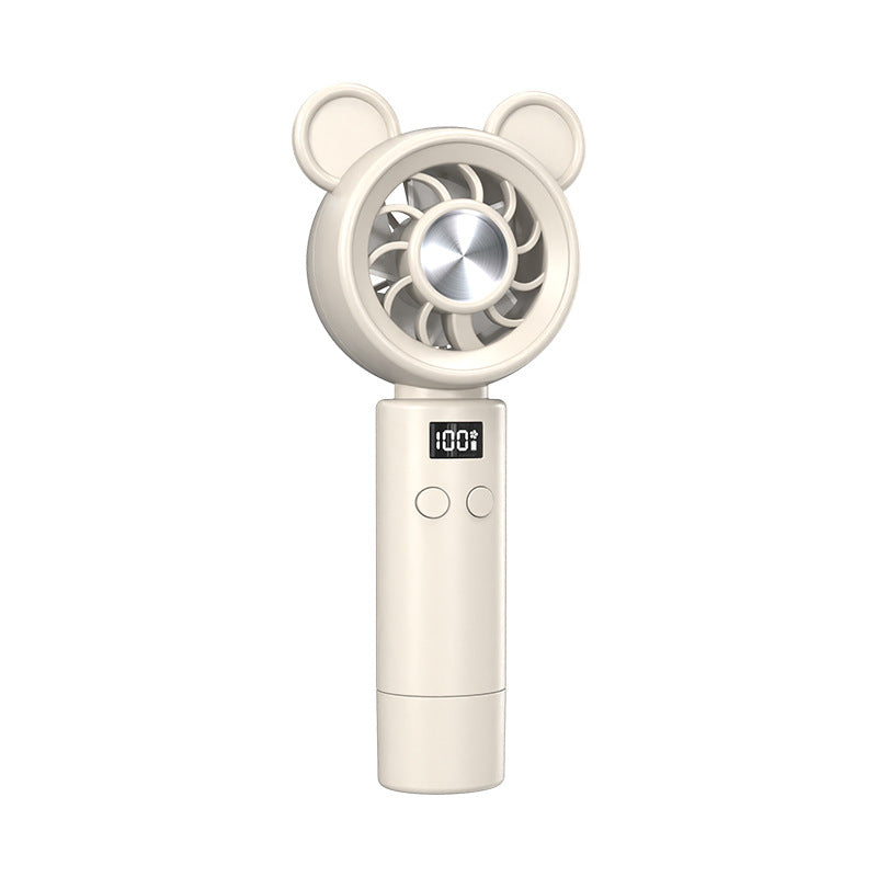 Unisex Portable Hand Fan in Cute Bear Design with Digital Display Bowlift