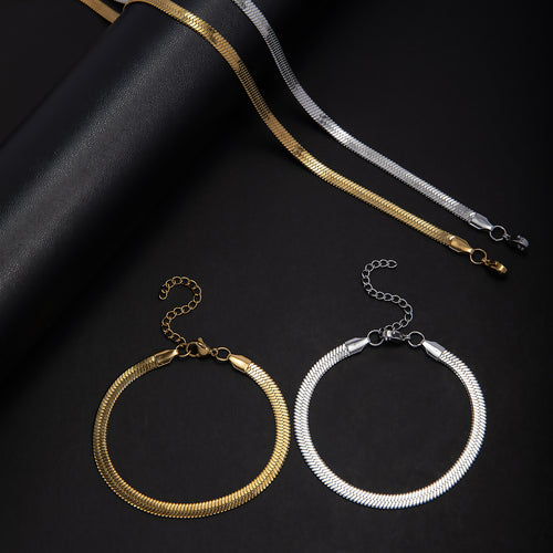 Elegant Herringbone Chain Jewelry Set Bowlift