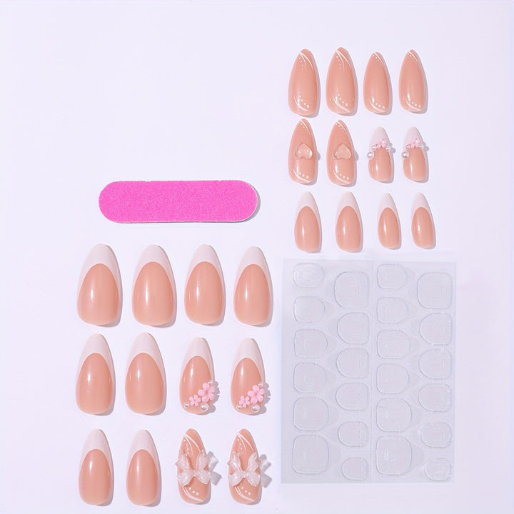 Artificial nail set with delicate flower design Bowlift