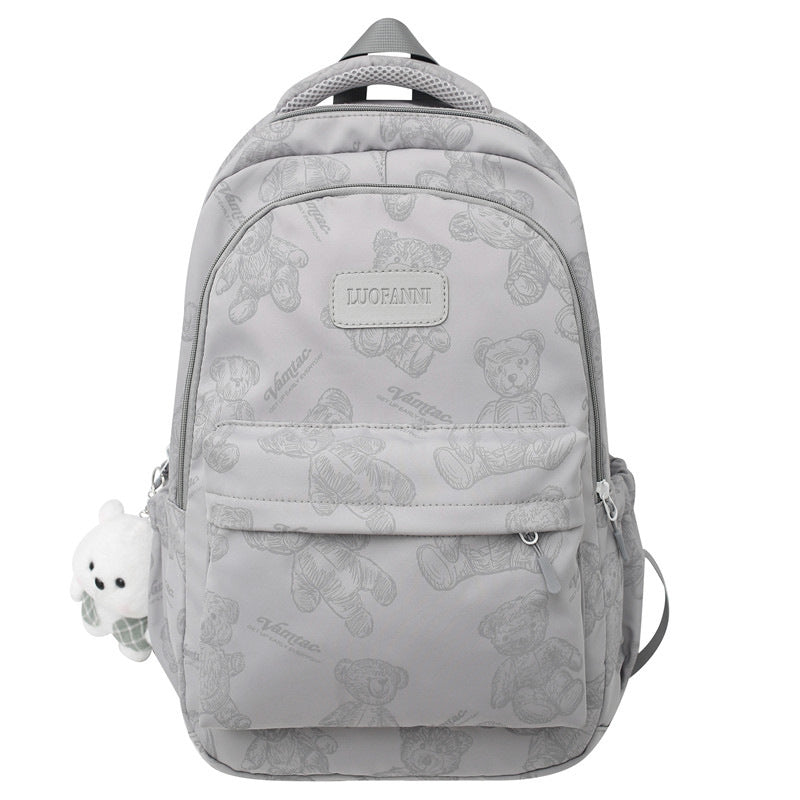 Backpack Made of Durable Nylon with Cute Bear Pattern Bowlift