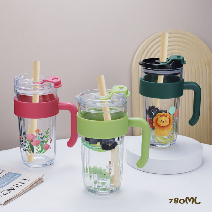Ladies stable drinking cup with ergonomic handle and innovative silicone ring Bowlift