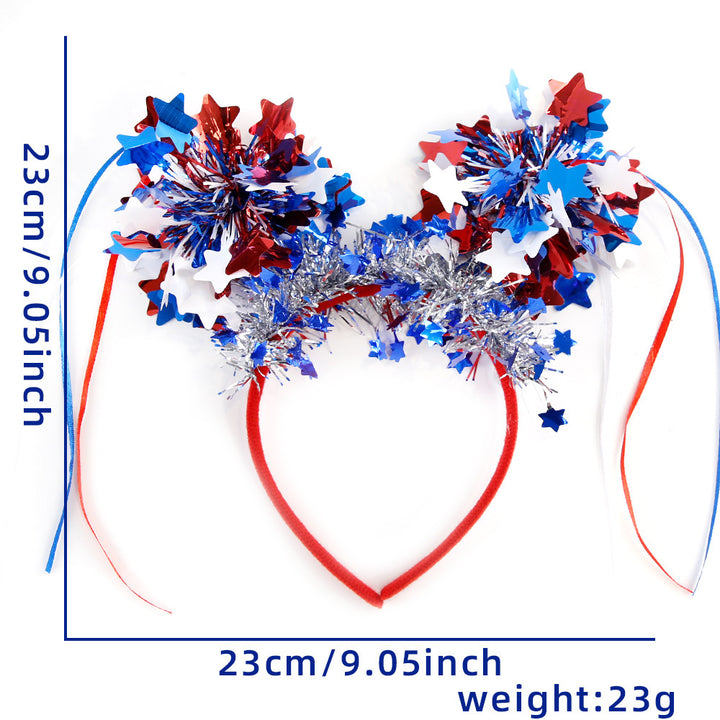 Unisex nan more patriotic festival headband with star and flag pom poms Bowlift