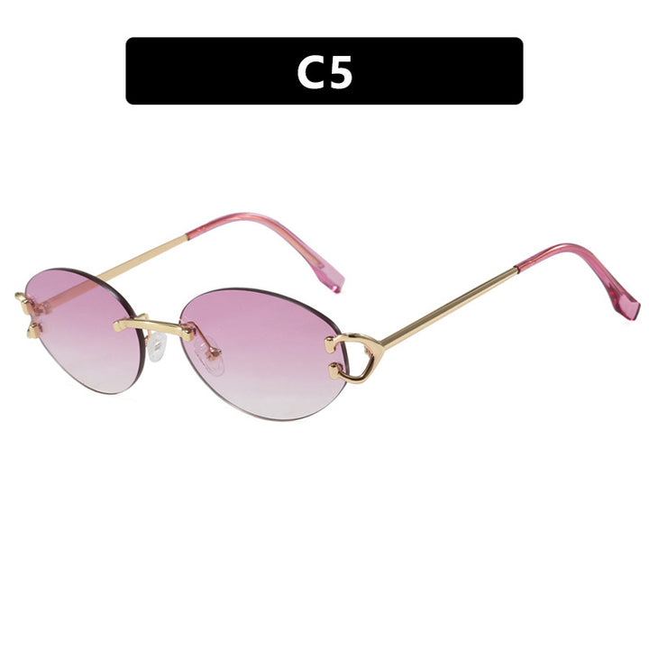 Women's elegant oval-shaped sunglasses with fashionable metal frame Bowlift