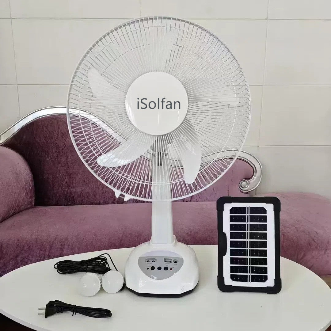 Women portable solar fan with integrated LED light and remote control Bowlift