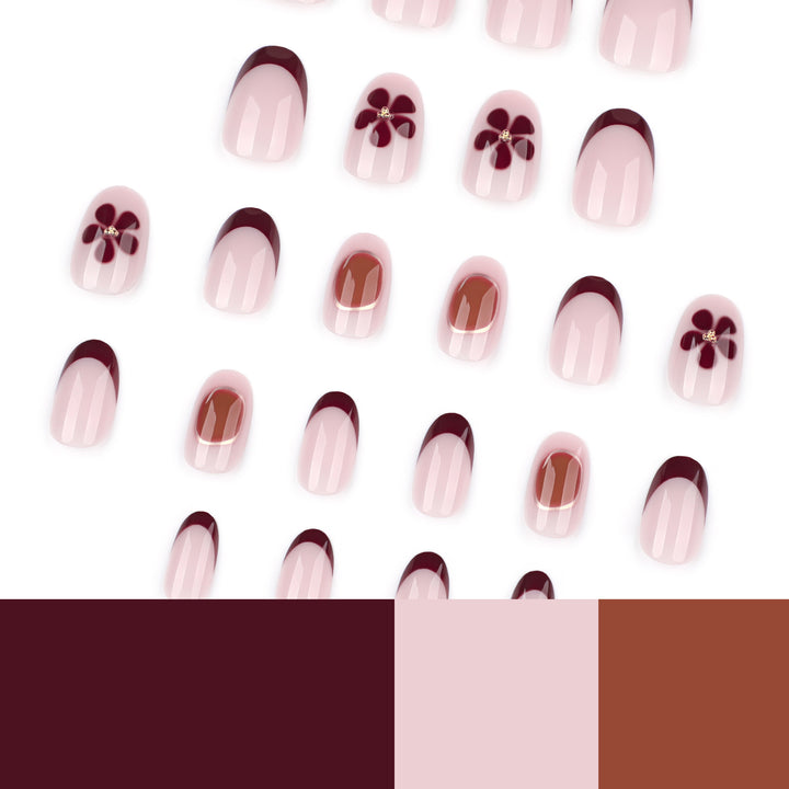Elegant Nail Art with Floral Accents and Golden Details Bowlift