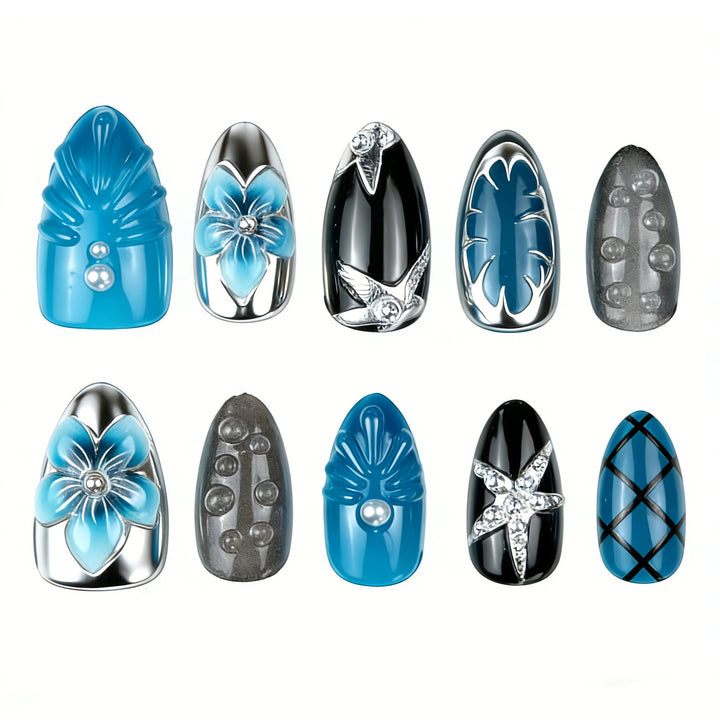 Artificial nail set with extravagant design Bowlift