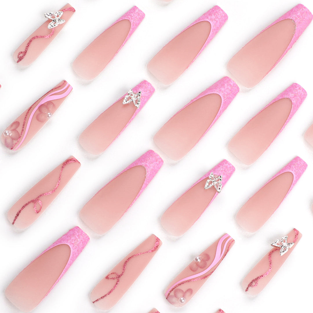 Exquisite Fingernails with Glitter and Decorative Elements Bowlift