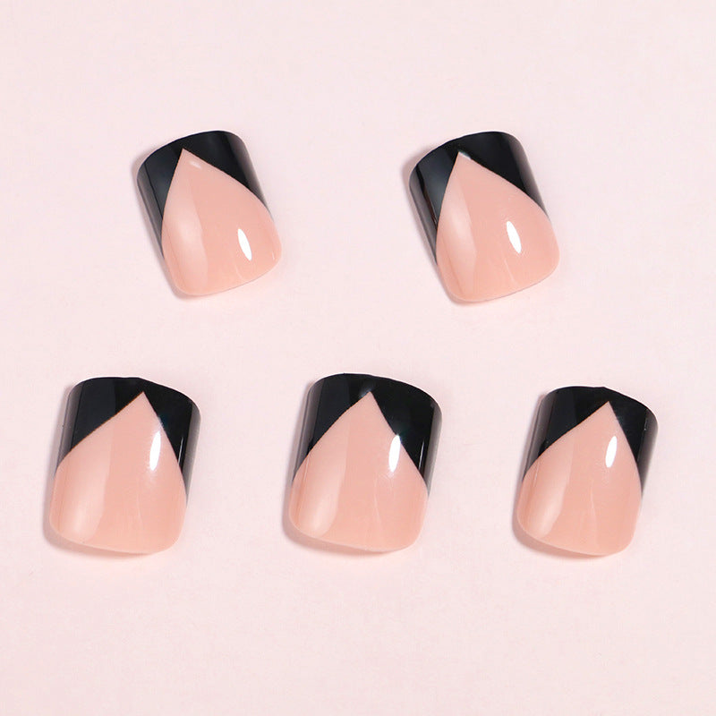 Elegant Black French Tip Press-On Nails Bowlift