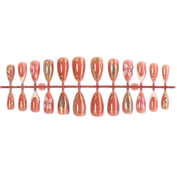 Decorative Press-On Nail Art Set with Floral Embellishments Bowlift