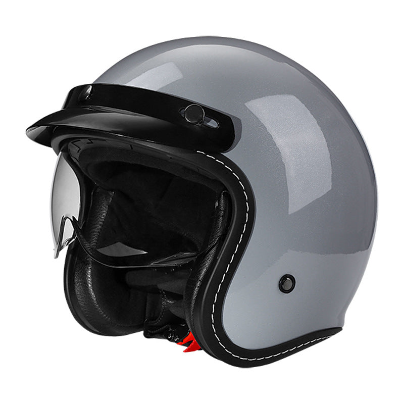 Retro Open-Face Motorcycle Helmet Bowlift