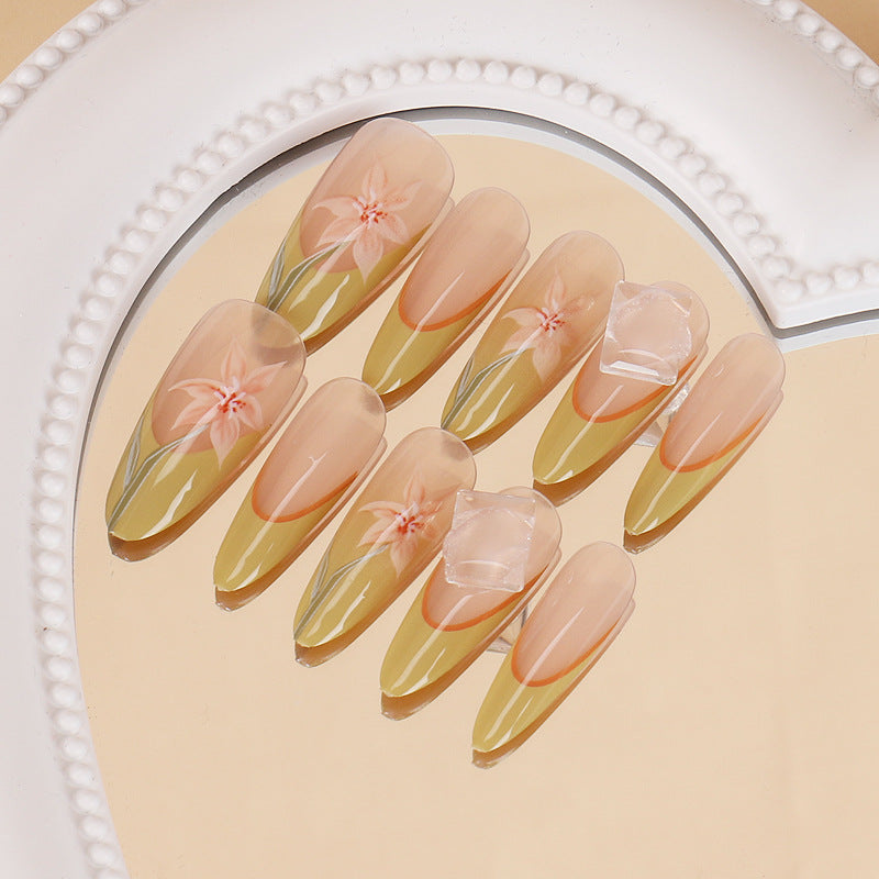 Floral Design Press-On Nails Set Bowlift
