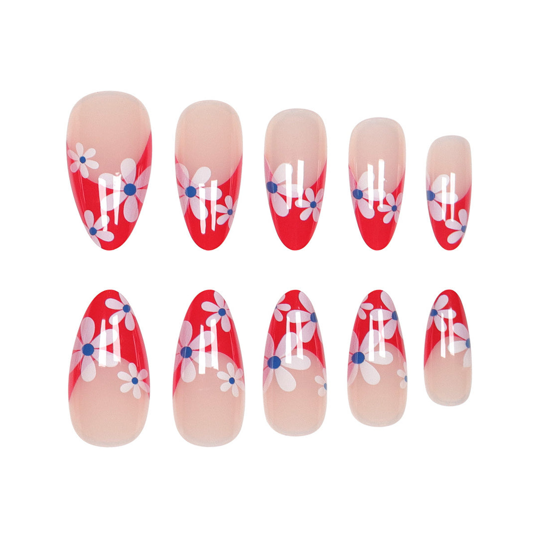 Floral Patterned Stiletto Press-On Nails Bowlift