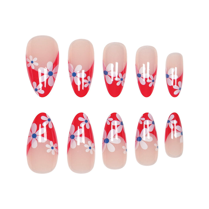 Floral Patterned Stiletto Press-On Nails Bowlift