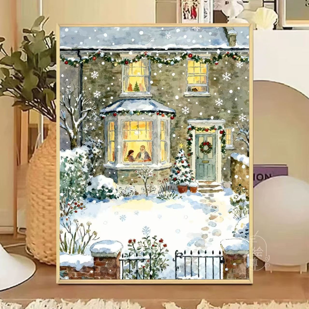 Cozy Winter-Themed Cafe Canvas Art Bowlift