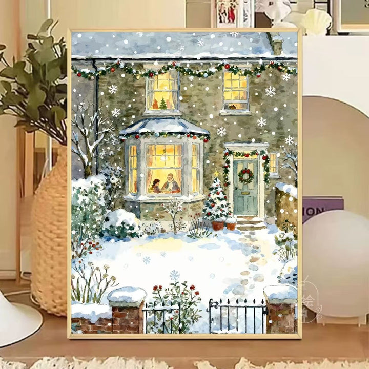 Cozy Winter-Themed Cafe Canvas Art Bowlift