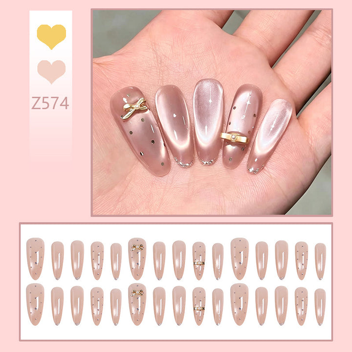 Acrylic nail set with elegant jewelry details Bowlift