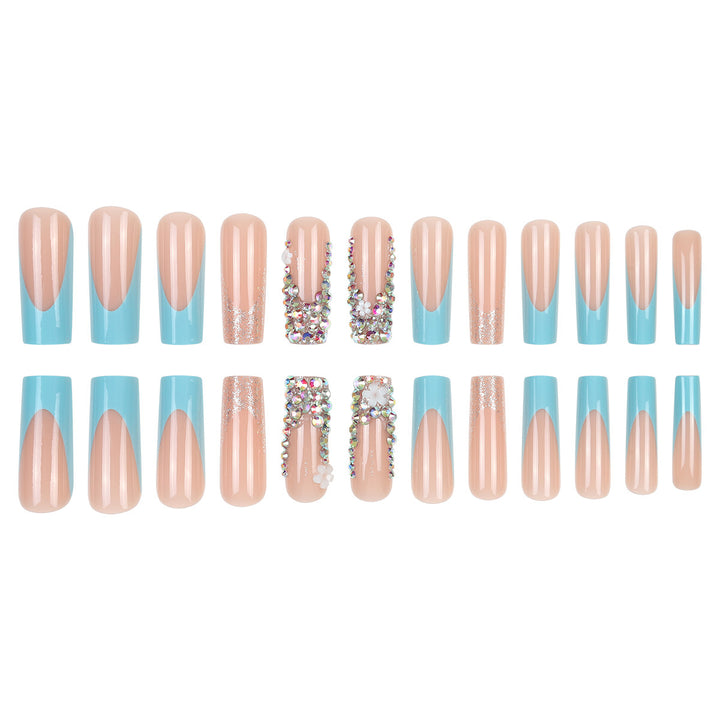 Decorative Stiletto Nail Set with Rhinestone Accented Design Bowlift