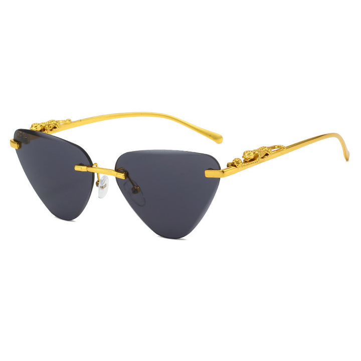 Women's Designer Sunglasses with Creative, Triangular Frame and Elegant Gold Accents Bowlift
