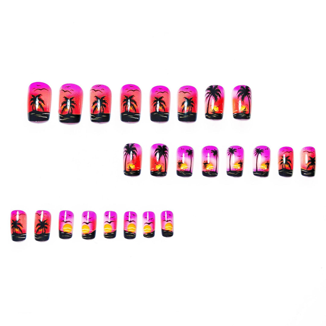 Artistic Sunset Beach Nail Art Bowlift