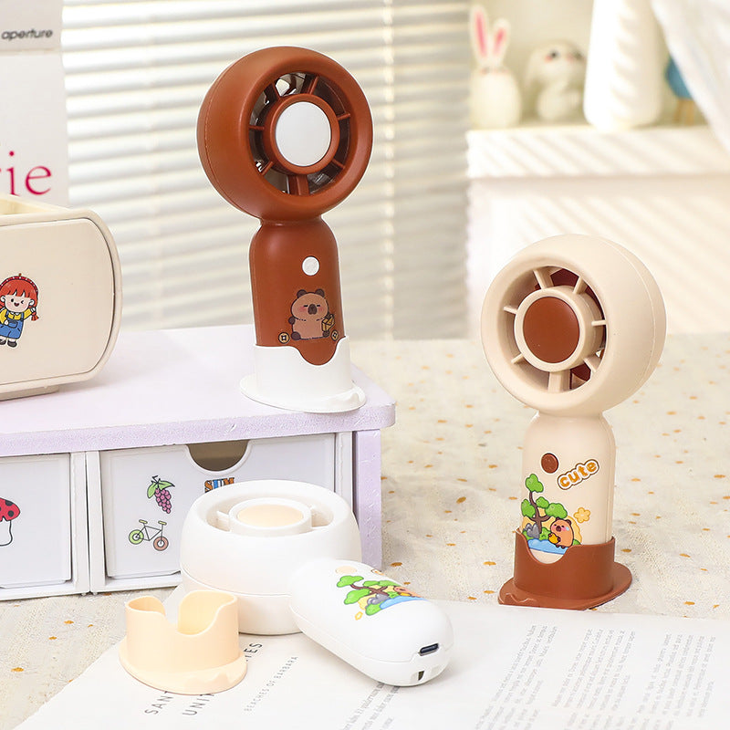 Women Handheld Mini-Fan with USB Charging Function and Ergonomic Design Bowlift