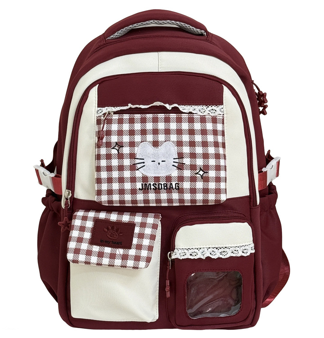 Playful Patterned Cat Design School Backpack Bowlift