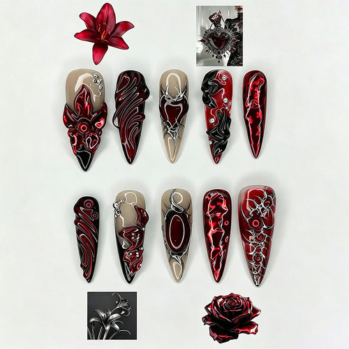 Artistic 3D Nail Tips with Elegant Designs Bowlift