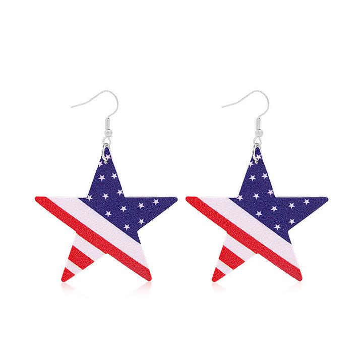 Women's lightweight drop earrings with stars-and-stripes design made of vegan leather Bowlift