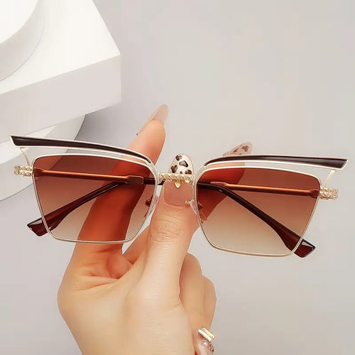 Women's square designer glasses with delicate metal frame Bowlift