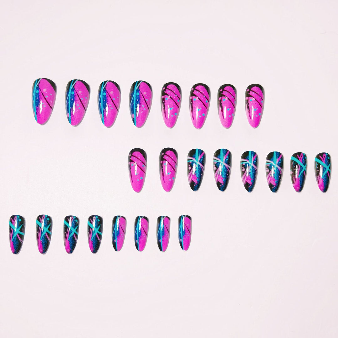 Artificial nails with geometric glamour design Bowlift