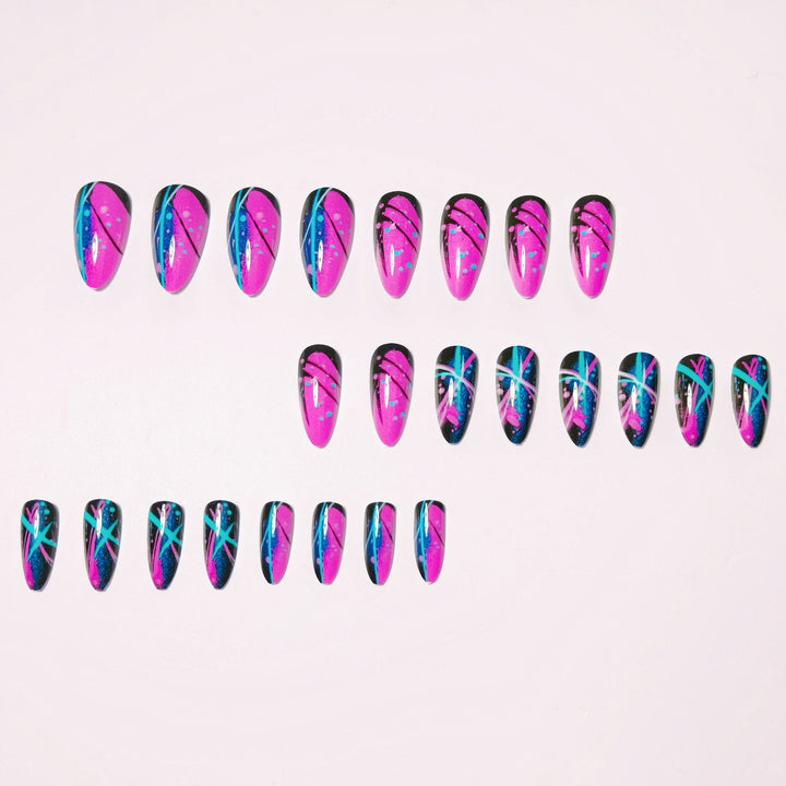 Artificial nails with geometric glamour design Bowlift