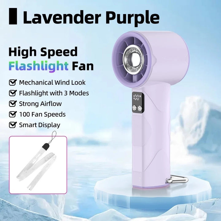 Women's high-speed handheld fan with integrated LED light Bowlift