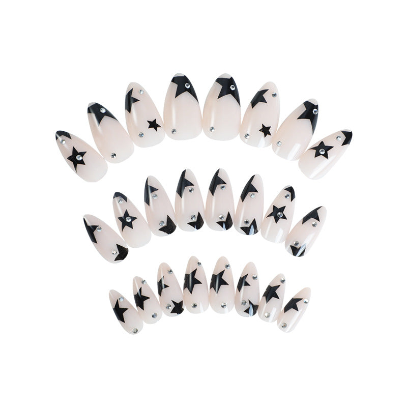 Artistic Press-On Nail Set with Star Design Bowlift
