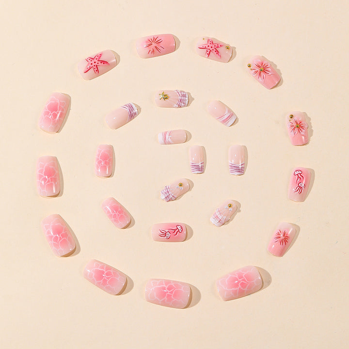 Artistic Floral Acrylic Nail Art Extensions Bowlift
