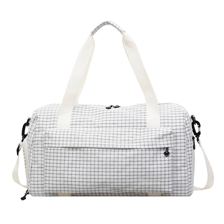 Grid Patterned Travel Duffel Bag Bowlift