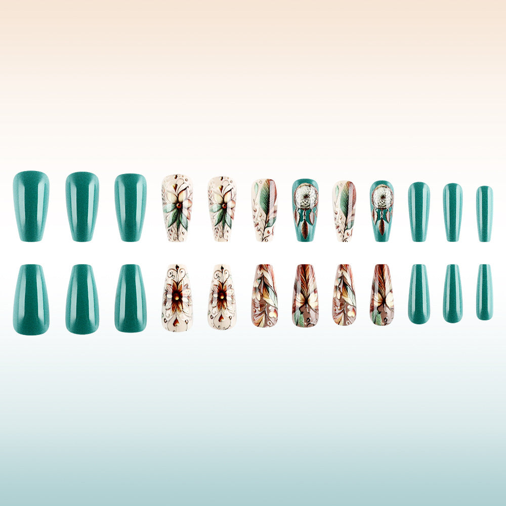 Artistic Floral Press-On Nail Set Bowlift 1787542921