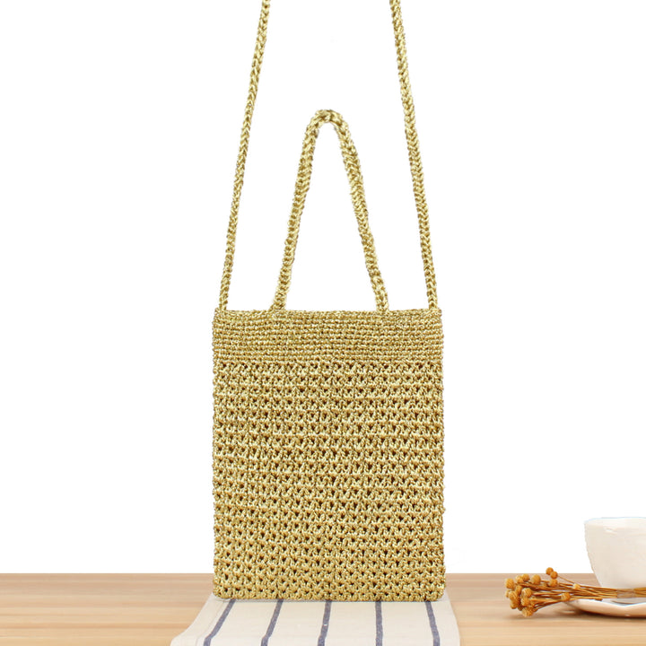 Shoulder bag made of hand-knotted natural material with fine texture Bowlift