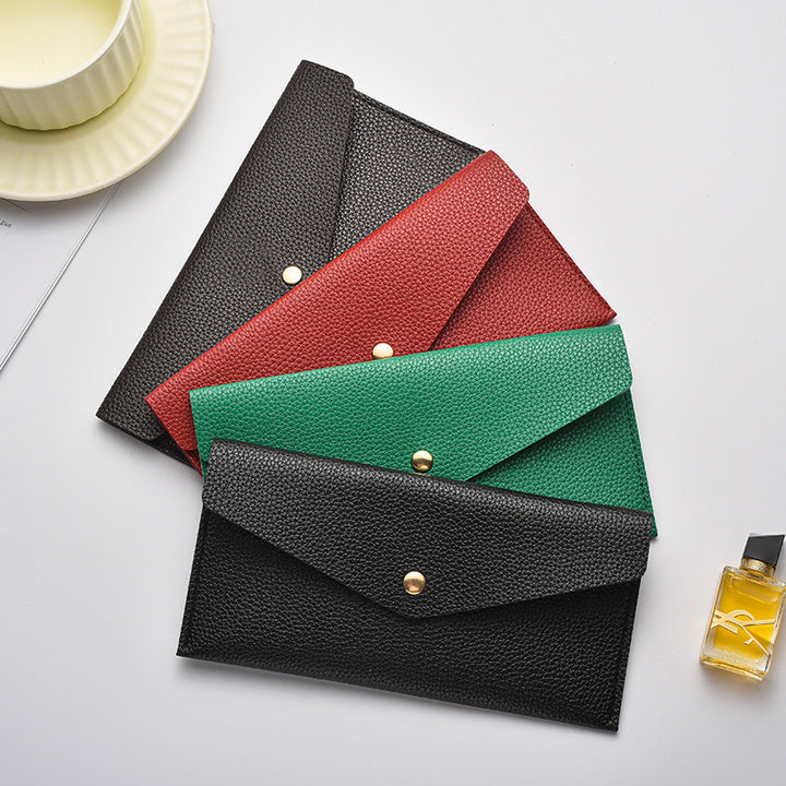 Elegant Textured Leather Clutch Wallet Bowlift