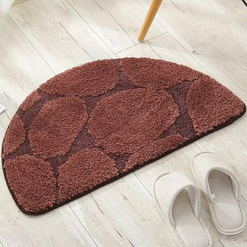 Plush Geometric Half-Circle Bath Mat