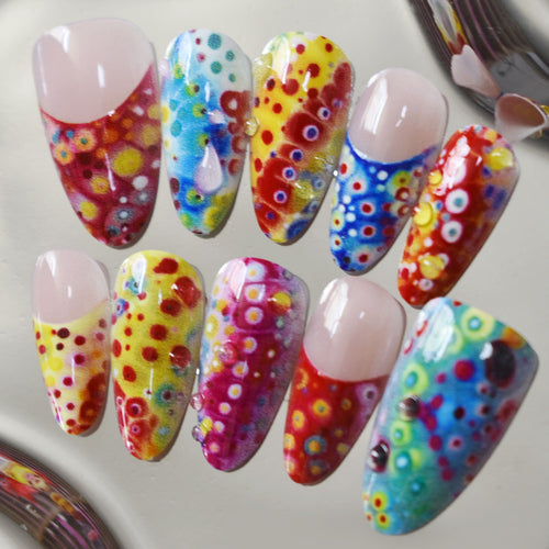 Colorful Artistic Press-On Nail Set Bowlift