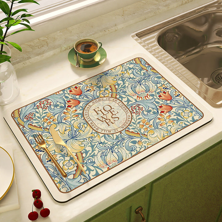 Floral Design Kitchen Mat Bowlift